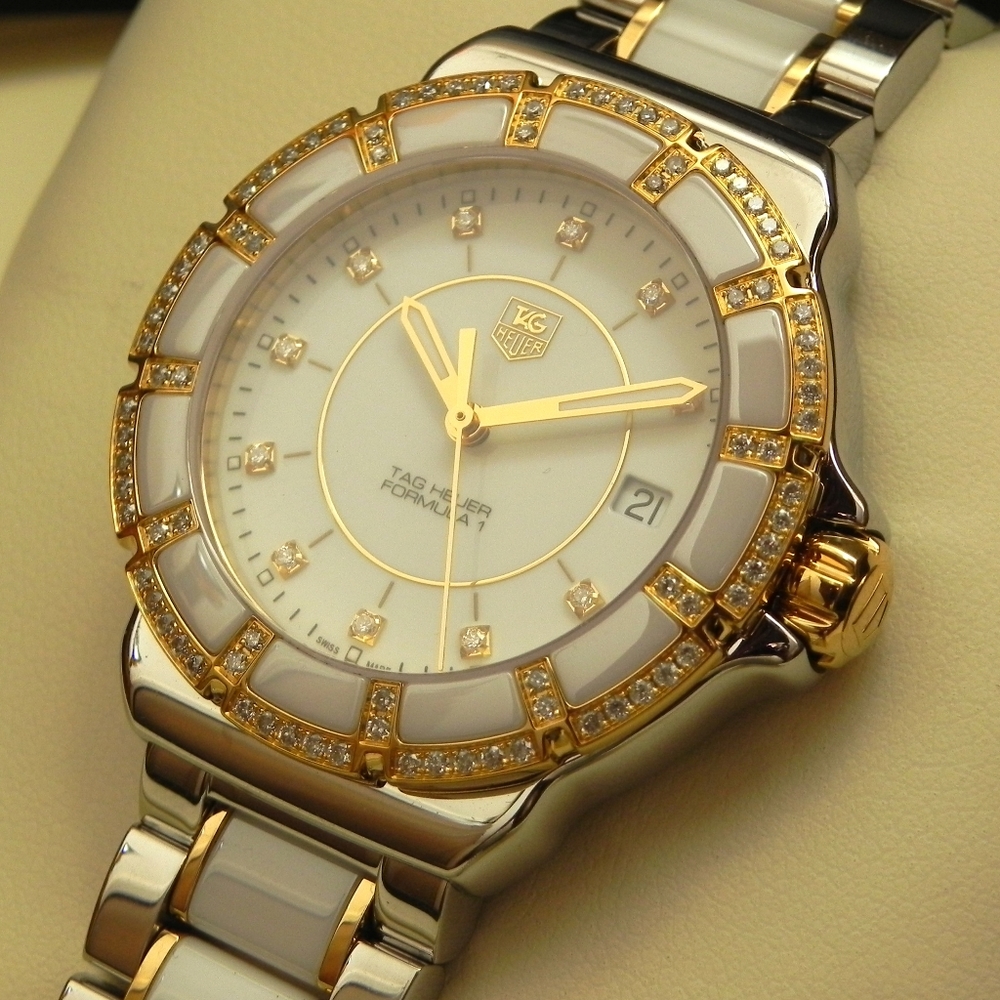 Tag Heuer 95 Diamonds 18k Gold Luxury Women's WAH-1221  WG WD WH+ Box
